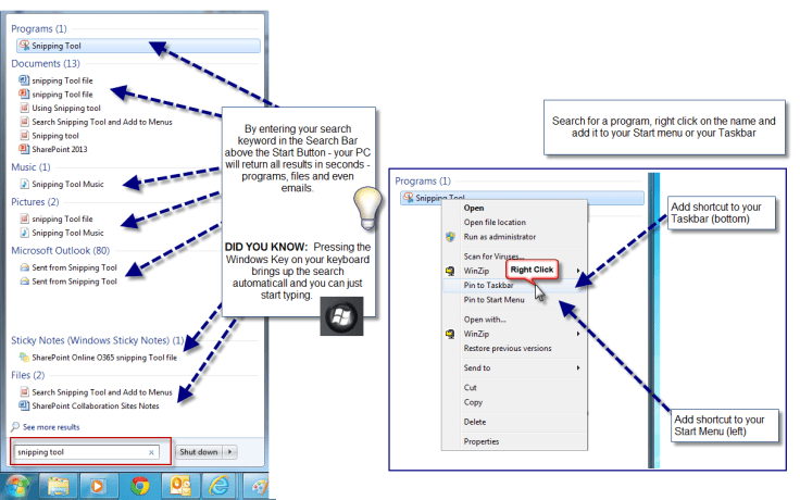 Search Bar and adding to Taskbar and Start Menu