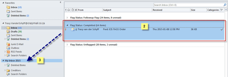 Select and drag mails to PST