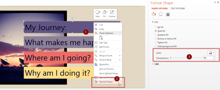 Transparency of Shapes